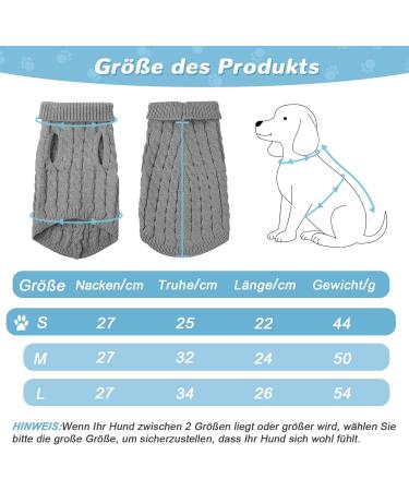 Cozy Winter Dog Sweater - Knitted Turtleneck Pullovers for Small & Medium Dogs/Cats | Warm Gray Pet Clothing - Buy Online on GoSupps.com