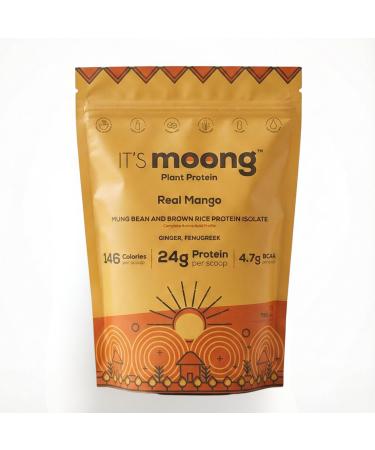 IT S Moong Plant Protein Powder Real Mango Flavor | Mung Bean & Brown Rice Protein Isolate Ginger & Fenugreek 24g Protein 4.7g BCAAs | Vegan Gluten Free Dairy Free Soy Free Sugar Free 17.64 oz