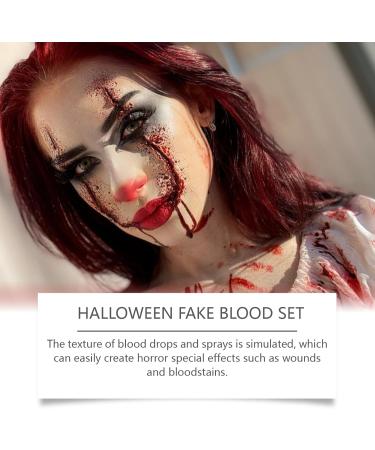  Rubu22a Halloween Artificial Blood Kit - 50ml Fresh Artificial Blood + 50ml Dark Red Theatre Blood - Artificial Blood - Washable - For Halloween Zombie Vampire Wounds (50ml + 50ml) - Buy Online on GoSupps.com