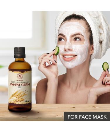 Wheat Germ Oil 100ml - Cold-Pressed & Refined - Pure Natural Oil for Face Body & Hair - Ideal for Beauty & Massage - USA - Glass Bottle - Buy Online on GoSupps.com