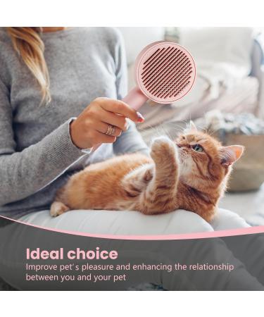 Self-Cleaning Pet Brush for Cats - Effortlessly Remove Loose Hair & Matting Long & Short Hair - Pink - Buy Online on GoSupps.com
