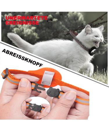Mouyou Airtag Cat Neck Band - Soft Nylon Reflective Collar with Bell & Safety Clasp Adjustable 22-34cm Orange - Track Your Cat with Airtag Holder - Buy Online on GoSupps.com