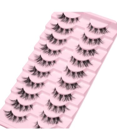 MAGEFY False Eyelashes 10 Pairs Natural Look Cat Eye Lashes Russian Strip Lashes D Curl Fluffy Wispy Faux Mink Lashes Reusable Fake Eyelashes Clear Clouds - Buy Online on GoSupps.com