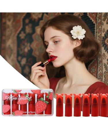 6 Pieces Cute Lip Gloss Lip Stick Strawberry Shape Lip Stick | Lip Products Collection | For Beginners Family Passionate Friends Women Beauty Daily Office - Buy Online on GoSupps.com