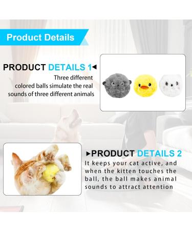 Molbory 3-Piece Plush Cat Balls | Interactive Sound Toy for Kittens | Soft Cat Balls for Play & Engagement - Buy Online on GoSupps.com