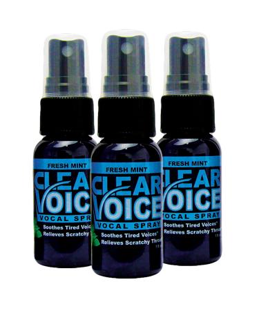 Clear Voice Vocal Throat Spray - Singing Ease & Voice Clarity, Fast Acting Herbal Oral Remedy for Singers, Speakers, Performers - Soothing Dampener, Moisturizer Relief, USA Made (Fresh Mint, 3 Pack) Fresh Mint 1 Fl Oz (Pack