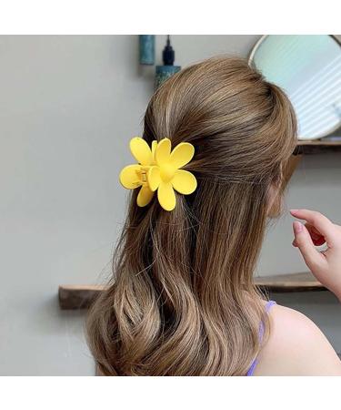 Inateannal Flower Hair Claw Clips Large Flower Hair Clips Big Floral Hair Claw Clips Candy Acrylic Huge Claw Clip Matte Flower Hair Accessories Yellow Cute Barrette Hair Headclip for Women and Girls - Buy Online on GoSupps.com