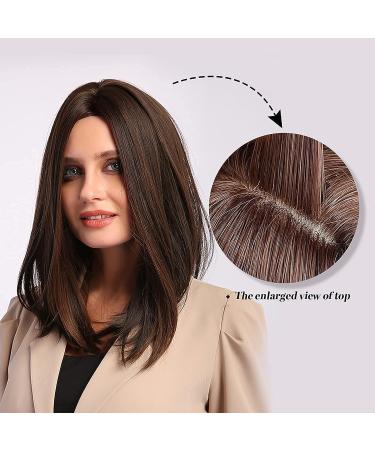 HAIRCUBE Short Dark Brown Bob Wig for Women - Shoulder Length Middle Part Synthetic Wig, Heat Resistant Fibre, Natural Daily Look - Buy Online on GoSupps.com
