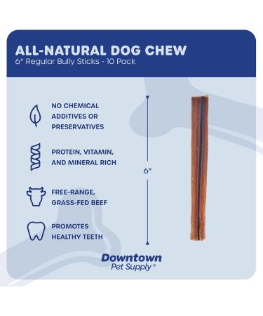 Downtown Pet Supply 6-inch Bully Sticks for Dogs Pack of 10 - Single Ingredient Nutrient-Rich and Odor Free Bully Sticks for Dogs - Rawhide Free Dog Chews Long Lasting and Non-Splintering - Buy Online on GoSupps.com