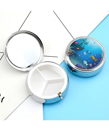 Portable 3 Compartment Travel Pill Box - Ocean Fish Design | Small Pill Organizer for Handbag & Pocket | Ideal for Vitamins & Medications - Buy Online on GoSupps.com