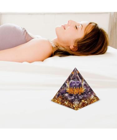Orgone Pyramid Positive Energy Crystal Pyramid Flower of Life Quartz with Agate Protection Crystals Energy Generator for Stress Reduce Healing Meditation Attract Wealth Lucky (Amethyst PurpleBall) - Buy Online on GoSupps.com