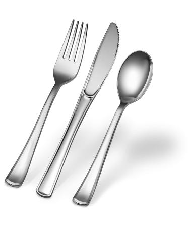 Plasticpro Disposable Heavy Duty Silver Plastic Knives Fancy Plastic Silverware Looks Like Real Silver Cutlery - Utensils Great For Catering Events Restaurants Parties And Weddings Pack Of 160 Kni - Buy Online on GoSupps.com
