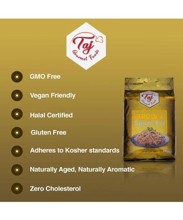 TAJ Gourmet Brown Basmati Rice 10lb - Naturally Aged Premium Quality - Buy Online on GoSupps.com