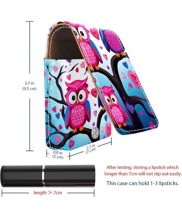 Buy Leather Lipstick Case - Mini Organizer with Mirror & Cartoon Owl Design | International Shipping Available - Buy Online on GoSupps.com