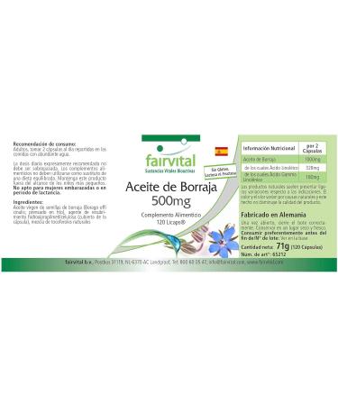 Fairvital Borage Oil 500mg Vegan Licaps - High Dosage Omega-6 Supplement for Skin and Joint Health - 120 Capsules - Buy Online on GoSupps.com