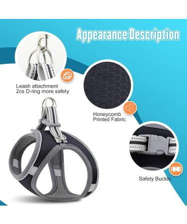 Small Puppy Dog Harness Set | Super Light No Pull Design | All Weather Comfort | Reflective | Black XXS Size - Buy Online on GoSupps.com