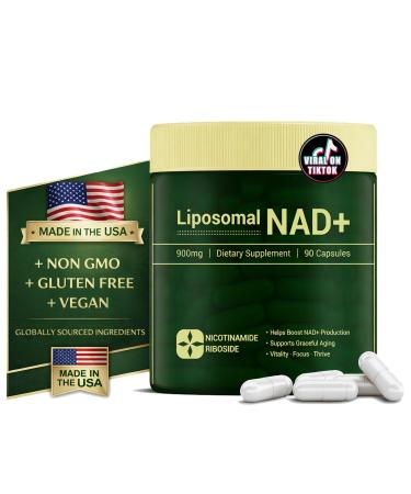 Kirosy Liposomal NAD+ Supplement - 900mg Nicotinamide Riboside Resveratrol & Quercetin - NAD Plus Capsules for Energy & Healthy Aging - NAD + Supplement for Men & Women - 90 Count