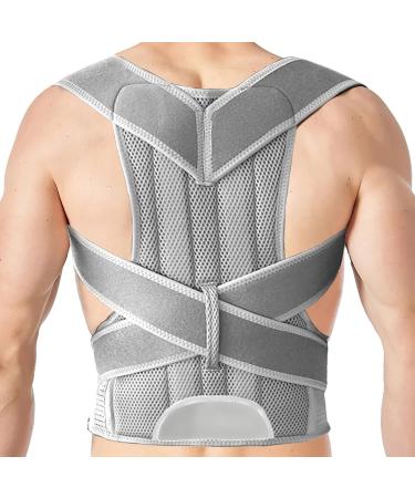 keeda Back Support Brace Posture Corrector Back Brace for Posture Adjustable and Fully Back Straightener Posture Corrector for Women Men (Grey XXXXL) XXXXL Grey