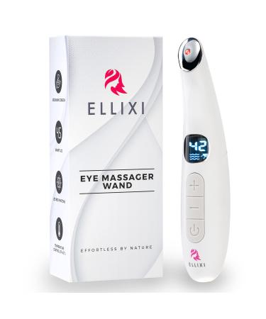 ELLIXI - 3 in 1 Eye Massager Wand - Vibrating Eye Massager Bag/Dark Circle/Puffiness/Wrinkle Remover - 37 C to 45 C - Increases Blood Flow & Eye Cream Absorption + Red Light for Cell Repair