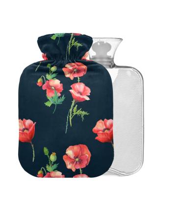 Hot Water Bottle with Cover 2L Large for Pain Relief Bed Hand and Feet Black