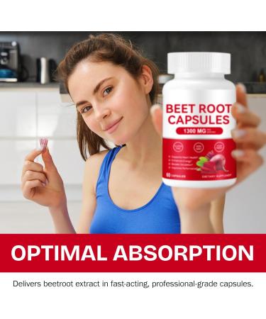 Beet Root Capsules 1300mg Natural Organic Beetroot Powder Supplement Supports Healthy Blood Pressure and Heart Health Energy & Endurance Support Non-GMO Vegan 60 Count 30-Day Supply - Buy Online on GoSupps.com