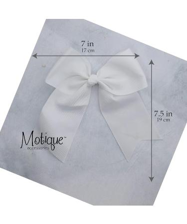 White Jumbo Bow Clip with Tails - Elegant Hair Accessory for Women - Buy Online on GoSupps.com
