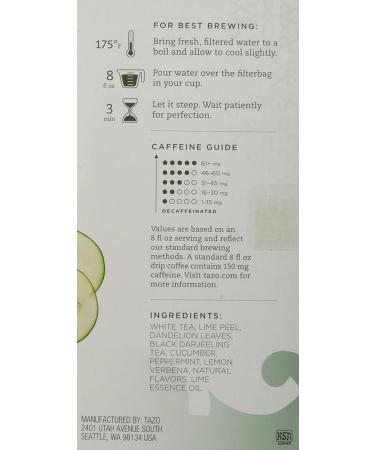 Tazo Cucumber White Tea - 20 Bags | Refreshing Herbal Blend - Buy Online on GoSupps.com