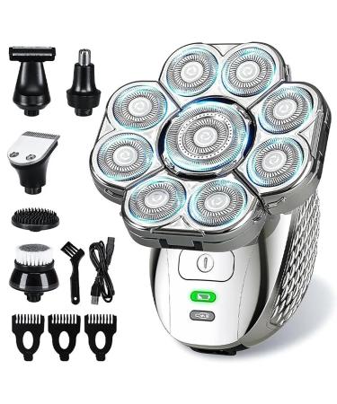 Head Shavers for Bald Men 6 in 1 4D Head Shavers for Bald Men Upgraded 9 Floating Heads Rechargeable Waterproof Wet Dry Bald Head Shavers for Men