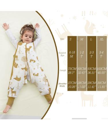 Winter Baby Sleep Sack with Feet | 2.5 TOG 100% Cotton | Sleeveless Toddler Sleeping Bag | 3 Zipper Options | Mustard Animal Print | Newborns to 2-4 Years - Buy Online on GoSupps.com