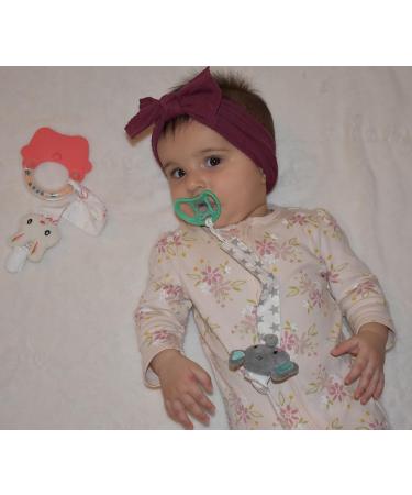 Pacifier Clip Holder Leash for Baby Boy Girl Newborn Toddler Teether Teething Dummy - 4 Pack Blue Girls Design - Buy Online on GoSupps.com