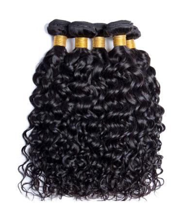 10A Brazilian Water Wave Human Hair Bundles with Closure - Natural Black Virgin Hair Extensions for Black Women (10 12 14 + 10 Closure) | Free Part Lace Closure Included - Buy Online on GoSupps.com