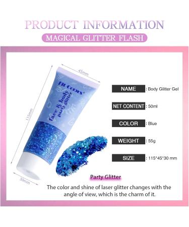 Buy 2 Pieces Mermaid Sequin Body Glitter Gel - Chunky Sparkling Makeup for Festivals & Birthdays | Includes Brushes - Blue - Buy Online on GoSupps.com