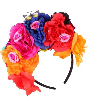 Lurrose Halloween Flower Crown & Butterfly Hairband | Day of the Dead Headdresses for Women | Perfect for Halloween Parties & Cosplay - Buy Online on GoSupps.com