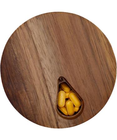 Wooden Daily & Weekly Pill Organizer Travel Case for Vitamins & Medications | Improved Design with Days & Solid Dark Wood Lid - Buy Online on GoSupps.com