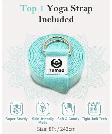 Tumaz Rectangular Yoga Bolster Set - Soft Blue Meditation Pillow with Carry Handle, 8-Feet Strap - Machine Washable Cover Included - Buy Online on GoSupps.com