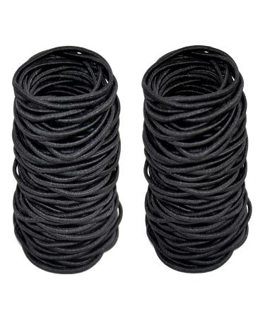 Elastic hair bands black 2 mm elastic hair tie ponytail holder without metal gentle rubber bands for women girls men children 100 pieces