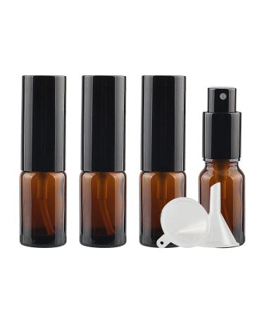 Zeoabsy 4 pieces empty 10 ml brown las spray bottle with black atomizer 10ml amber fine fog pump cater.