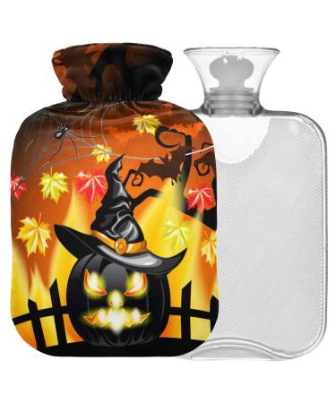 Naanle ahorn halloween pumpkin hot water bottle with reference transparent hot water bottle heat bottle for bed handfoot warmer pain relief heat and cold therapy small 1l
