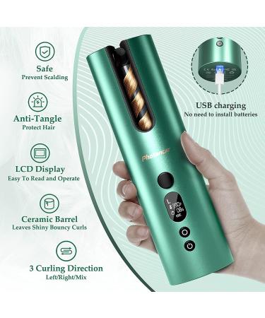 Photoncat Cordless Auto Curling Iron - 6 Temps & Timers Rechargeable Ceramic Beach Waver Wand - Fast Heating Hair Curler for Stunning Styles - Green - Buy Online on GoSupps.com