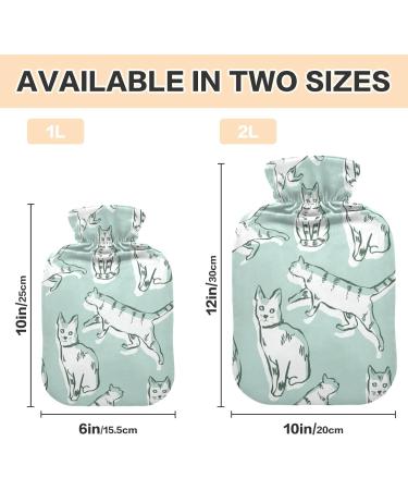 2L Heat Bottle - Durable Warm-Up Bag for Pain Relief | Cat Patterns | Hand-Drawn Design | Ideal for Shoulders Neck Hands and Feet - Buy Online on GoSupps.com