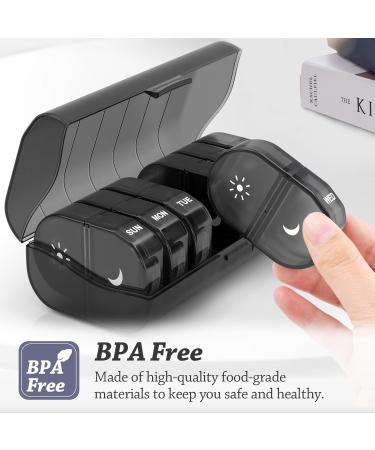 Weekly Pill Organizer 2x a Day | Travel AM PM Pill Box with Privacy Protection | 7-Day Large Capacity for Medications & Supplements - Buy Online on GoSupps.com