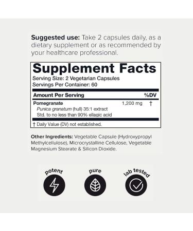Pomegranate Extract - Ultra High Potency 35:1 Extract with 90% Ellagic Acid - Highly Concentrated - Third-Party Lab Tested - 120 Capsules - Buy Online on GoSupps.com