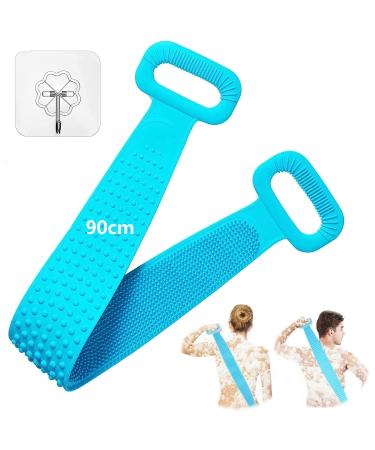 Back brush body brush extend massage brush silicone back scrubber Double-Sided bathing brush shower brush shower scrub body peeling foot peeling blue