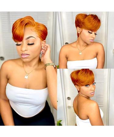 west kiss Pixie Cut Wig Human Hair Ginger Lace Front Wigs Human Hair 13x4x1 Orange Pixie Cut Lace Front Wigs for Black Women Side Part Short Bob Wigs Ginger Wigs Straight Bob Wig (6 Inch) 6 Inch Ginger Pixie Cut Wig