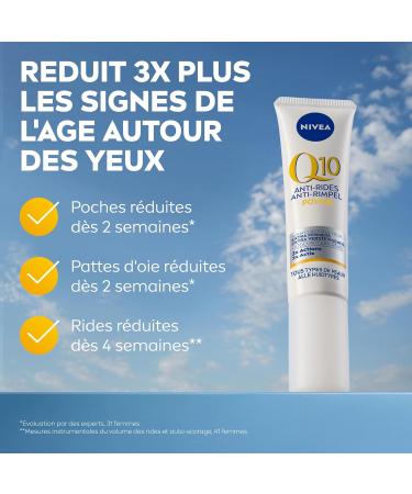 NIVEA Q10 Power Eye Cream (1x15 ml) anti-wrinkle eye cream enriched with pure Q10 & Hyaluronic Acid anti-aging anti-dark circle cream with collagen booster moisturizing cream for all skin types - Buy Online on GoSupps.com