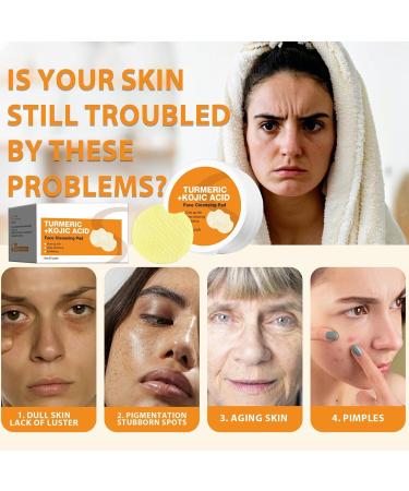 Turmeric Kojic Face Pads Turmeric Kojic Cleansing Pads 30 Pieces Face Wash Pads Turmeric Kojic Face Pads for Pore Cleansing Pads for Dark Spots Dull Skin - Buy Online on GoSupps.com