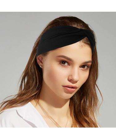 2PCS Black/Grey Turban Headbands for Women - Wide Stretch Head Wraps for Yoga, Running, and Sports - Fashion Hair Accessories for Girls - Buy Online on GoSupps.com