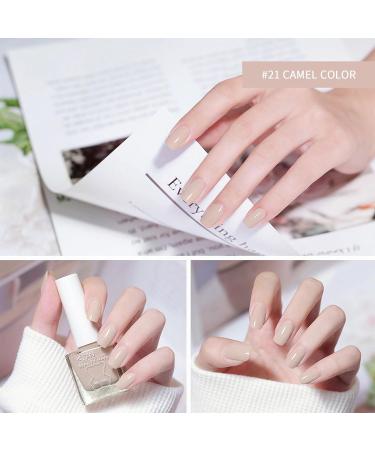 Pink Nail Polish Nude Nail Polish Quick-Drying Long-Lasting Nail Polish Breathable Nail Polish No Need of Healing Nail Polish at Home (21 Medium Grey Camel) - Buy Online on GoSupps.com
