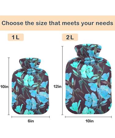 NAANLE 2L Hot Water Bottle with Watercolor Blue Flower Cover - Pain Relief & Cold Therapy Ideal for Back Pain Hand & Foot Warmers - Buy Online on GoSupps.com