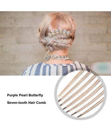 SG Store Flower Hair Comb - Rhinestone Wedding Bridal Headpiece | Decorative Hair Accessory for Women & Girls | Purple Hairstyle Enhancer - Buy Online on GoSupps.com